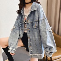 여성 오버핏 구제 빈티지 자켓 데일리 데님 청자켓 여자 봄