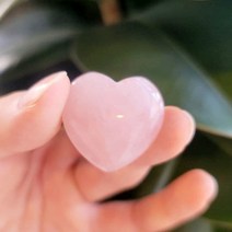 천연원석 하트 핸드 스톤 로즈쿼츠 장미수정 하트돌, 세트구매 (조개집 포함)