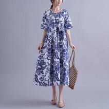 봄원피스 정장 직장 중년여성 여름 가을 에스닉 스타일 드레스 빈티지 느슨한 캐주얼 미디 베스티도 드 축
