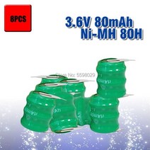 호환제품 80mah 3.6v 오리지널 신제품 Ni-MH 충전식 버튼 셀 배터리 Ni MH 핀 포함, [05] 8pcs, 60mAh