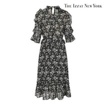 더아이잗뉴욕 더아이잗 타이넥 프릴 프린트 쉬폰 원피스 IL6N0OP76