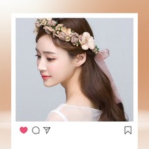 셀프웨딩 화환 꽃머리장식 꽃장식 사진촬영 소, 피치로즈