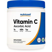 Nutricost 비타민C 아스코르빈산 파우더 1파운드 글루텐 프리 논GMO