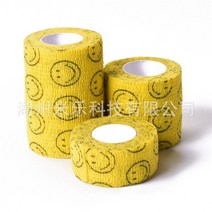 1 pcs 인쇄 된 의료 자기 접착 탄력 붕대 4.5m 손가락 관절 무릎 응급 처치 키트 애완 동물 테이프에 대 한 다채로운 스포츠 랩 테이프, [01] 2.5cm X 4.5m, 카키색 옷감