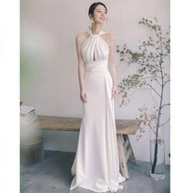 셀프웨딩드레스 원피스 피로연 홀터넥 레이스 연주회 스냅 비어