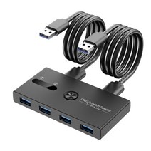 USB 3.0 스위치 선택기 KVM 스위처 어댑터 4 포트 박스 허브 pc 스캐너 프린터 원 버튼 2 케이블, 한개옵션0