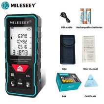 골프거리측정기 비거리측정기 mileseey laser distance meter rangefinder trena laser 테이프 range finder 빌드 측정 장치 통치자, x6-충전식, 100m