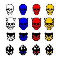 자동차 오토바이 외관 데칼 반사스티커 불꽃 해골 스티커 4컬러, 옐로우