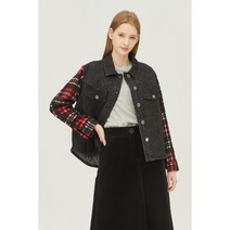 [베네통] 데님 퀼팅 체크 슬리브 점퍼 (BAJP92261)