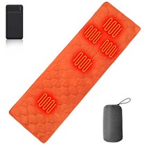 5구역 보온매트 침대 거실 캠핑 발열매트 usb 차박 1인용 캠핑 전용 온열매트 수납용 파우치 포함, 주황색 매트+30000mAh보조배터리