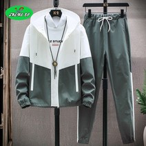 SHENGBO자 청년 봄 가을 트레이닝복 세트 중학생 후드집업 트레이닝복 상하세트