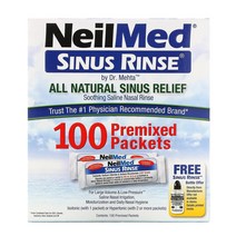 NeilMed Sinus Rinse 100프로 천연 성분 부비강 안정제 프리믹스 100팩, 24000ml, 1개
