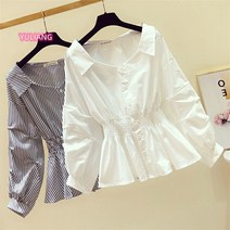 허리라인 V넥 블라우스 2종 S- 2XL Esyuse 증정
