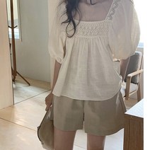 수엠W 벌룬소매 스퀘어넥 S109 몰딥블라우스