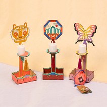 전통 공예 촛대 만들기(5개) 나무 만들기 키트 재료 DIY LED 무드등 민화 호롱불, 촛대5개입(나비)