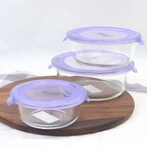 오븐락 글라스 원터치찬기 원형 내열유리 반찬통, 3호 950ml