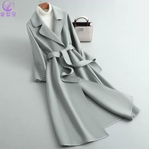 셀럽당 여성용 양면 캐시미어 코트 노버튼 하프 모직 트렌치코트