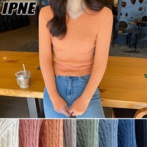 [이쁘네] (1+1할인) 엔쵸 미니 꽈배기 니트 브이넥 기본핏 포멀핏 데일리 심플 슬림 봄 간절기 가을 여성 여자 기본 무지 베이직 학생 오피스룩 출근룩 슬림핏 편한 스판 이너