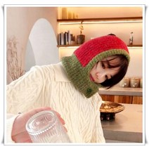 은창]헤드 라운드 배색 버튼 니트 비니 모자 워머 목도리 벙거지 털모자 보온 가을 겨울 겨울모자 방한