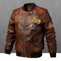 봄과 가을 유럽과 미국 남자 가죽 의류 자켓 슬림 스탠드 칼라 Pu 대형 캐주얼 오토바이, 3XL은 약 165캐티에 적합합니다., 커피 오토바이