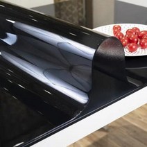 부드러운 유리 식탁보 투명 PVC 테이블 천 방수 내유 주방 식탁 커버 부드러운 실리콘 책상 매트 카펫, Black+50 x 180cm
