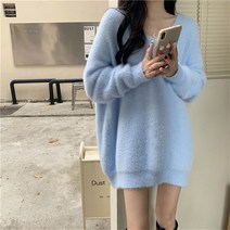 여자보들보들 퍼 니트 하늘비즈 A10 Z620Y738
