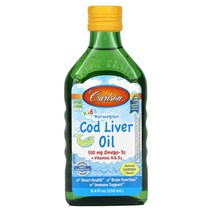 칼슨 용 노르웨이 대구 간유 레몬 맛 250ml, 4병