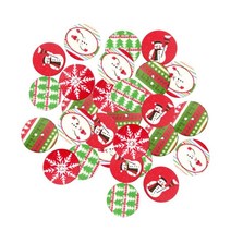 100pcs 다채로운 크리스마스 2 구멍 그림 나무 단추 25mm/20mm/15mm 바느질 스크랩북 옷 공예에 대 한, 목재, 멀티 컬러