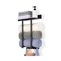 수건걸이 벽걸이 욕실 롤타월홀더 접착 메탈 블랙선반 못 없는 목욕 담요 수납 스테인리스 샤워 후크 수건 정리대 가정용 액세서리 세트