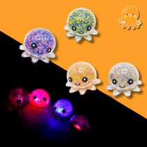 촉감놀이 LED 불빛 문어 말랑이 주물럭 어린이 탱탱 공 스트레스 주물럭 볼, 4종세트
