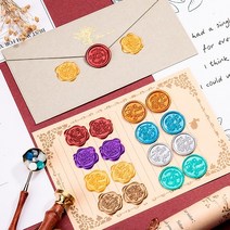 SEALING STAMP 실링 왁스 청첩장 초대장 스티커 1P, 6실링스티커-레드로즈