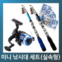 미니 낚시대 세트 유터용 좌대용 방파제 알파낚시, 100/black, DM2000릴(원줄포함)+12호묶음추x4