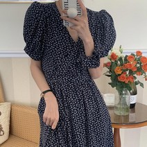 여름 원피스 꽃패턴 얇고 꽃 롱 가벼운 반팔