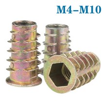 롱너트 M4 M5 M6 M8 M10 아연 합금 나사 육각 소켓 헤드 내장 목재 삽입 너트 플랜지 드라이브 가구 50 개, [19] M10x25 (50pcs)