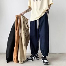 십전십미 여름 9부 팬츠 남 와이드 일자 얇은 9부 캐주얼 조거팬츠