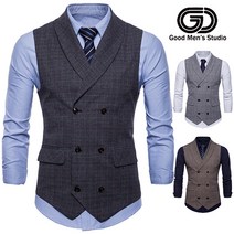 새로운 남성 캐주얼 격자 무늬 조끼