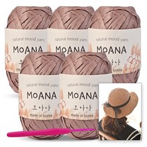 진텍스 모아나 뜨개실(40g)x5볼 + 모사용 코바늘 6/0호 + 리본햇 도안, 109_애쉬레드빈