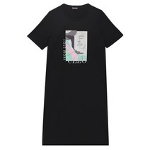 [지센] 그래픽 반팔 원피스 LSOPL671_BK