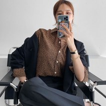 제이앤몰스 / 여성 레오파드 셔츠 여자 호피 남방 블라우스 W735