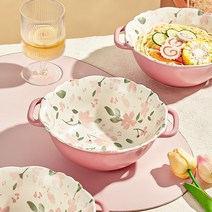 BLOWFISHFUGU 양손 스프볼 플라워 양손 국그릇 예쁜 라면그릇 플라워 패턴 1P/2P A-072, 1P