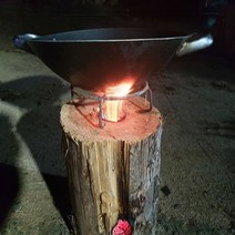 통나무 스토브 화로 멍때리기 장작 로그테일, 원형받침대(일회용석쇠포함)