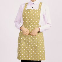 땡땡이 데일리 셔링 앞치마 H형 YSA04, YSA04_노랑땡땡이