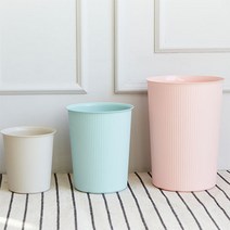 올유리빙 미니 휴지통 인테리어 쓰레기통 원형 가정 사무실 카페 식당 화장실 오픈형 청소 2개 3개, 대-3개-파스텔블루