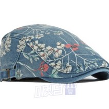 마켓덤 꽃 데님 사이즈조절 헌팅캡 데님 남자헌팅캡 뉴스보이캡