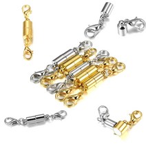 원통형 악세서리 마그넷 잠금 버클 쥬얼리 클립 자석 체인 DIY 만들기 목걸이 후크 2P, 골드 ２pcs