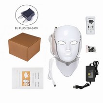 LED 마스크 7색 목 광치료 피부 스킨 케어 화이트닝 모공수축 마사지, EU PLUG White color