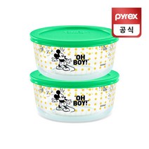 코렐 파이렉스 미키마우스 원형 그린 저장용기 2p세트, 단품