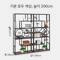 다층 수납 선반 고급 철제 책장 단철 스토리지 스탠드 진열장, B. 180x34x200(결합)
