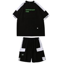 빅사이즈 반팔티 화이트 내막 트렌드 남자 여름반바지 캐쥬얼 트레이닝set A029AA08P65 통제함 4996007386