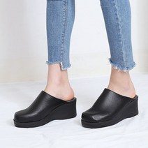 키높이 뒷굽 7cm 앞막힌 슬리퍼 미용사 통굽